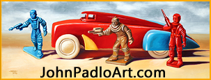 John Pado Art ~ Nostalgic Toy Paintings from an Atomic UFO Era